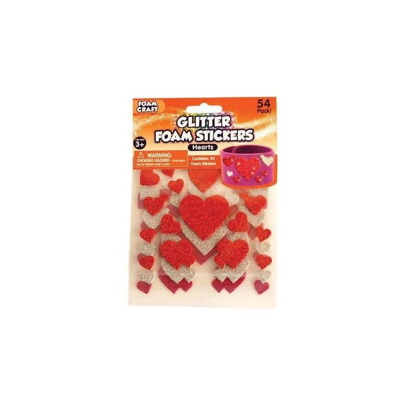 Glitter Heart Foam Stickers 54ct