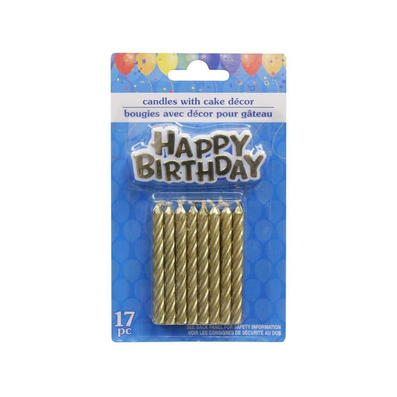 Gold Candles With Happy Birthday Sign 17ct