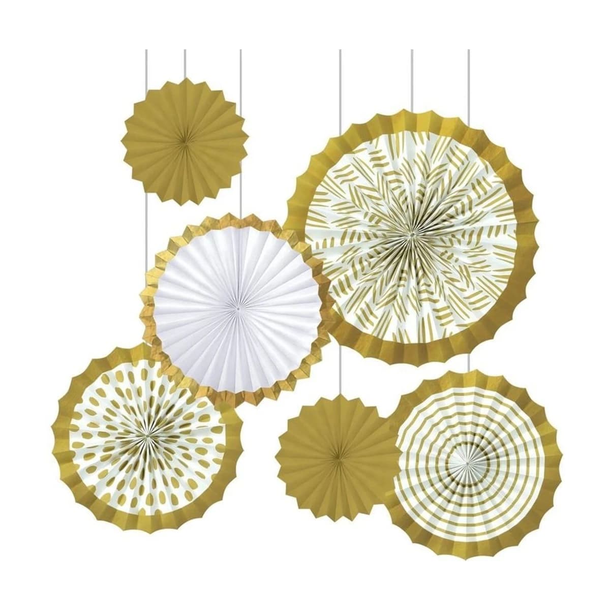 Gold Paper Fan Decorating Kit, 6 Fans