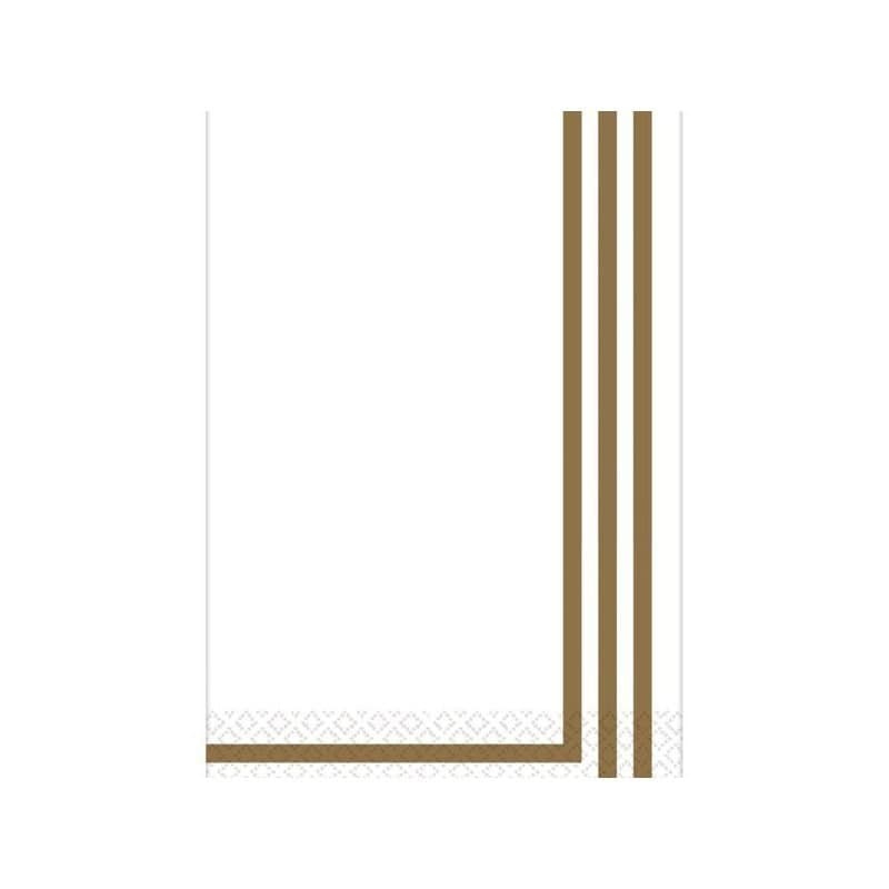 Guest Towels Premium White with Gold Stripe 16ct