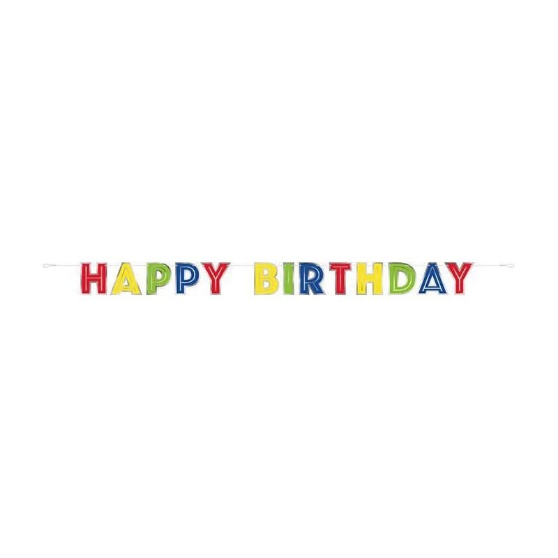 Happy Birthday with Silver Trim Banner