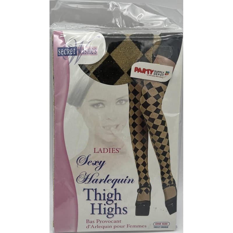 Harlequin Thigh Highs Black/Gold