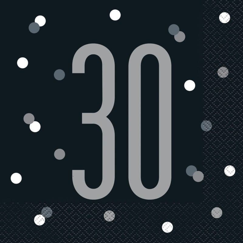 Lunch Napkin - Black "30" 16 Ct