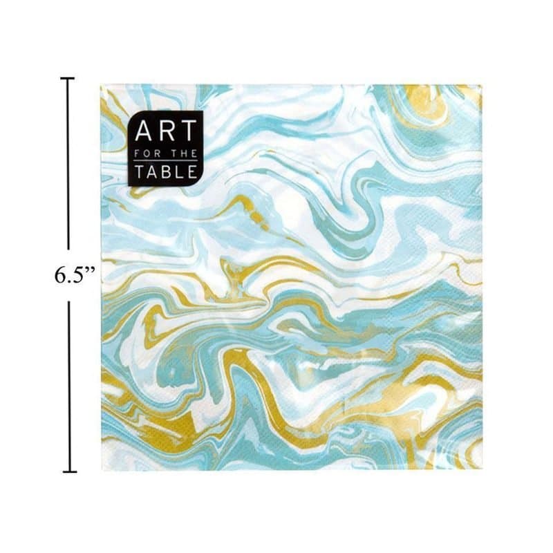 Lunch Napkins Blue Gold Marble 20ct