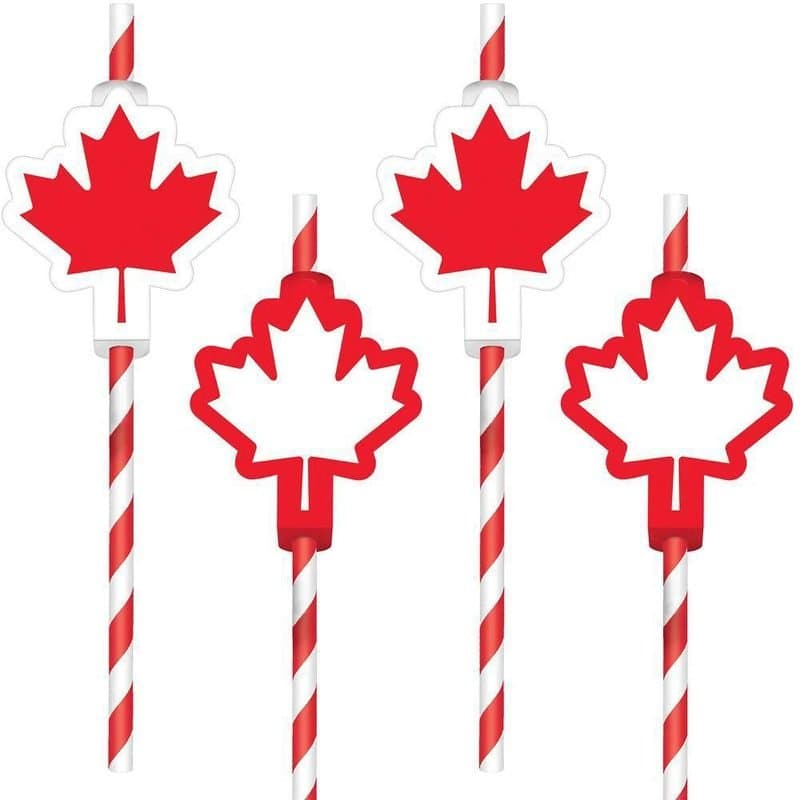 Maple Leaf Straws Red And White 12ct