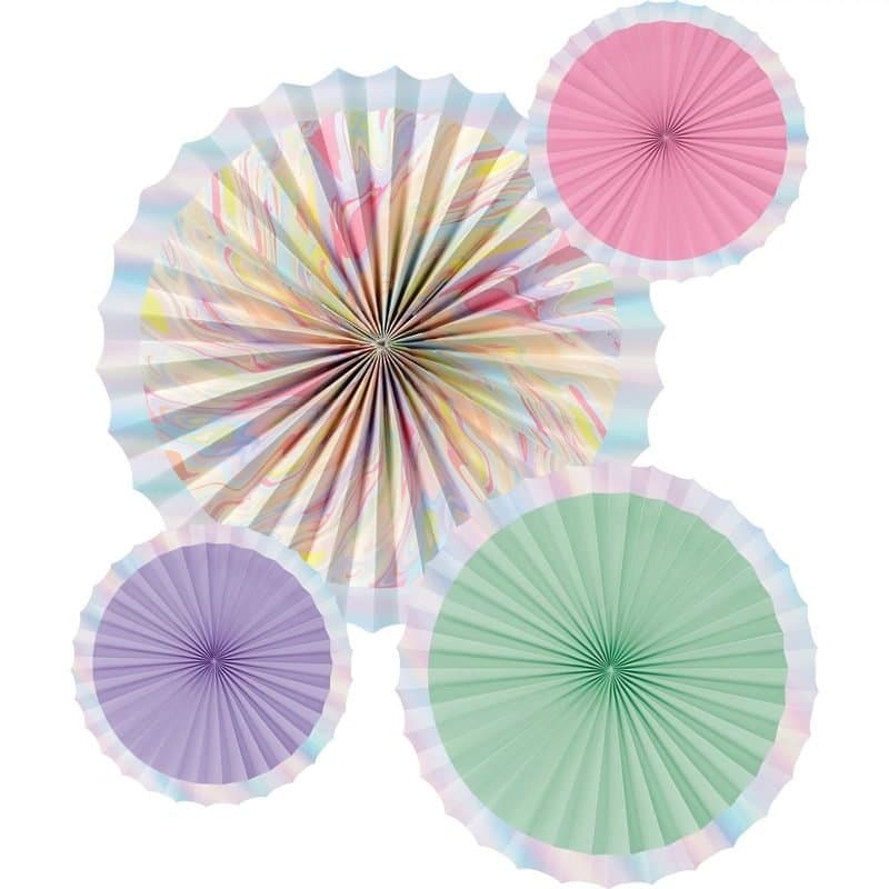 Marble Pastel Paper Fans 4 Pcs