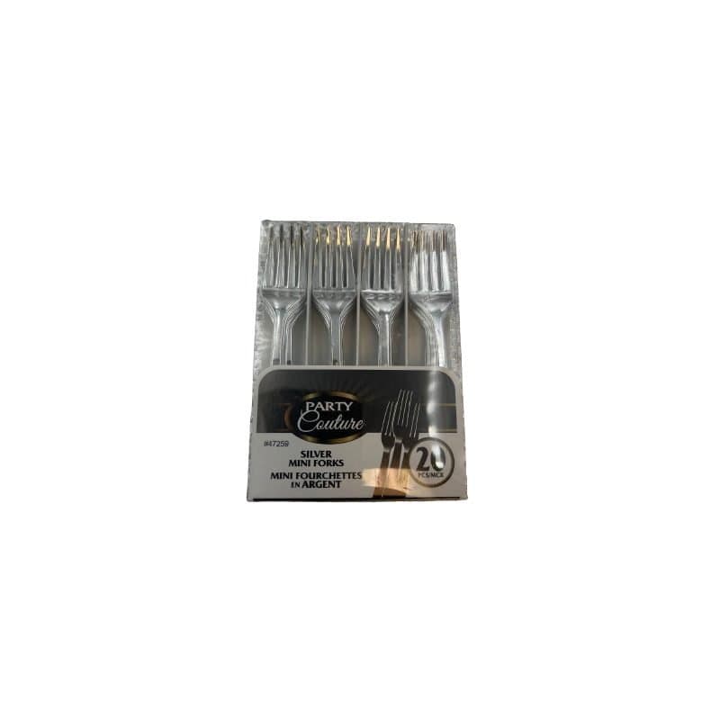 Mini Forks Plastic - Silver 20ct