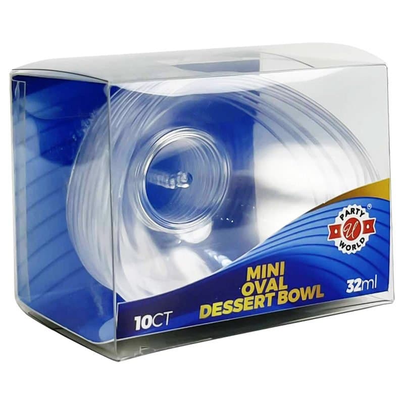 Mini Oval Dessert Bowls Clear 10ct
