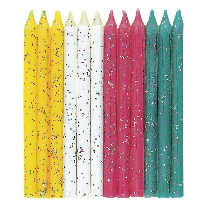 Multi Glitter Birthday Candles 12ct