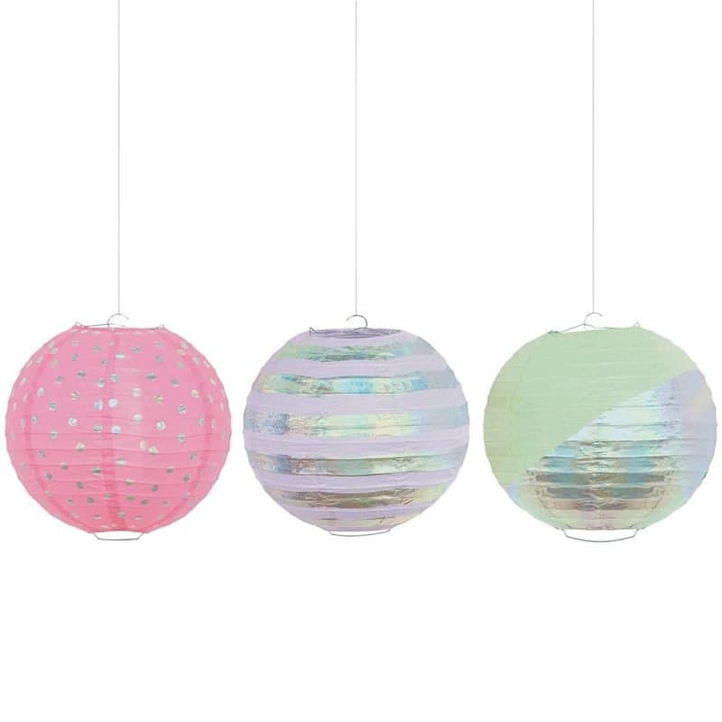 Opalescent Paper Lanterns 3 Pcs