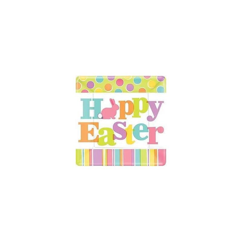 Paper Plate - Happy Easter Paper Plates, Square, 12", 18ct