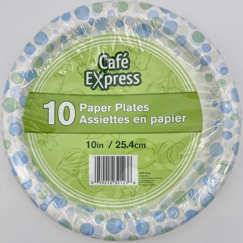 Paper Plates - 10" Paper Plates, Blue/Green Dots, 10ct