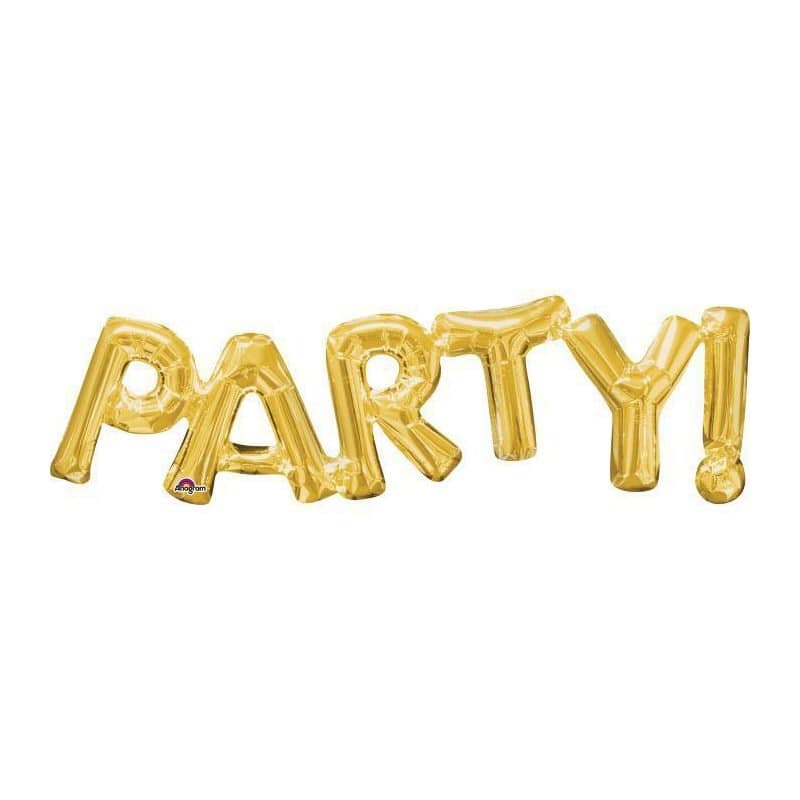 "PARTY" 33"x9" Gold Air Filled