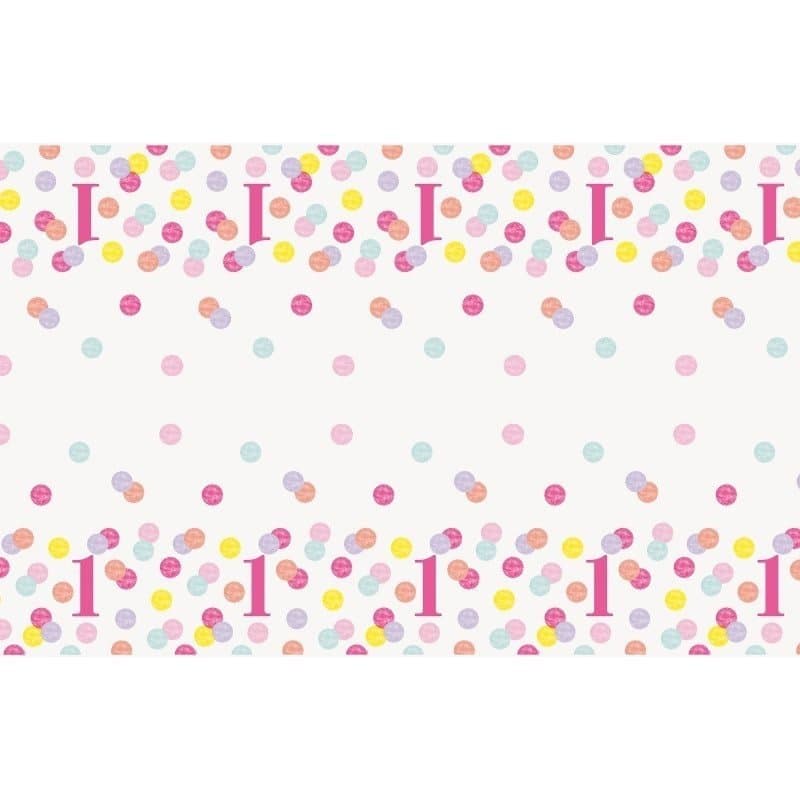 Pink Dots First Birthday Table Cover