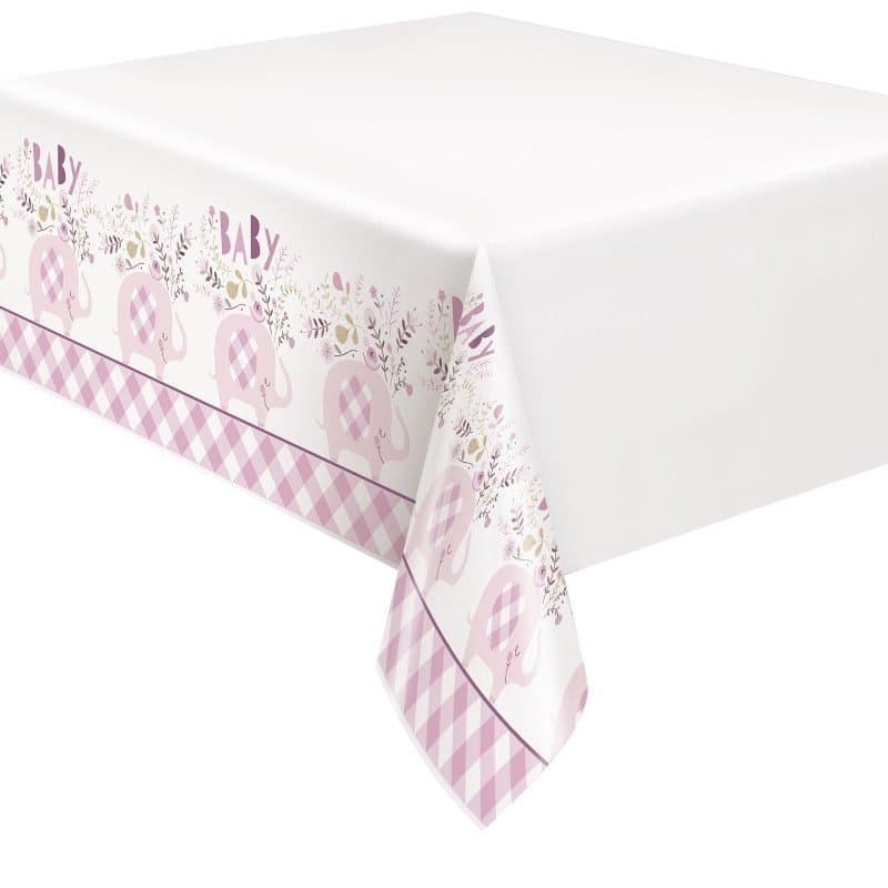 Pink Floral Elephant Plastic Table Covers