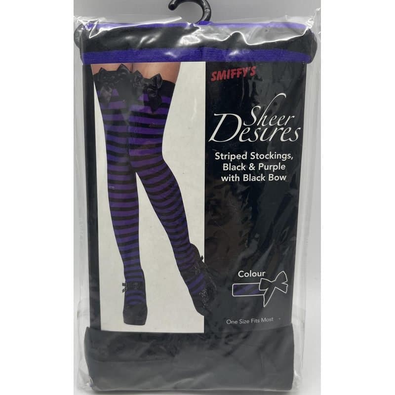 Purple/Black Striped Thigh Highs