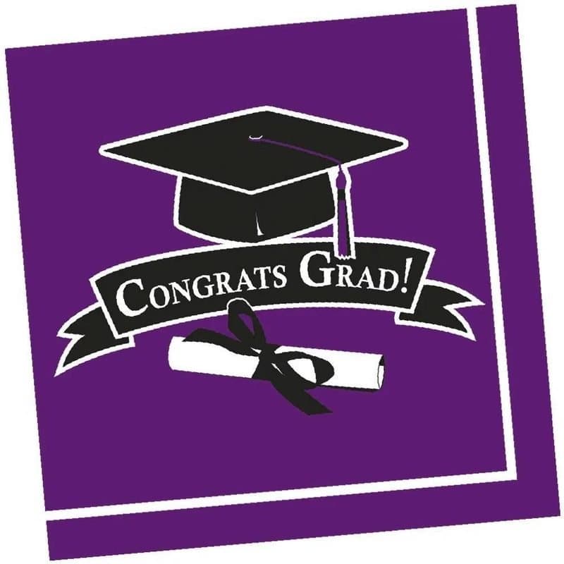 Purple Congrats Grad Lunch Napkins 36ct