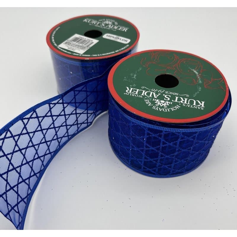 Ribbon - Star of David, Blue, 10 yard roll