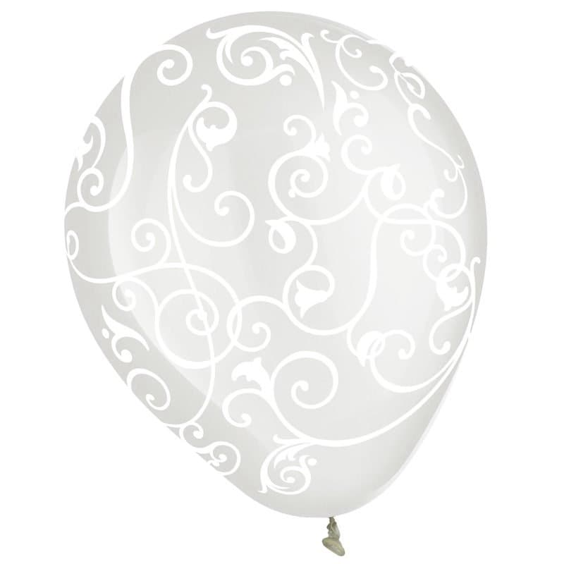 Scroll On Clear Printed Latex Balloons - Bulk