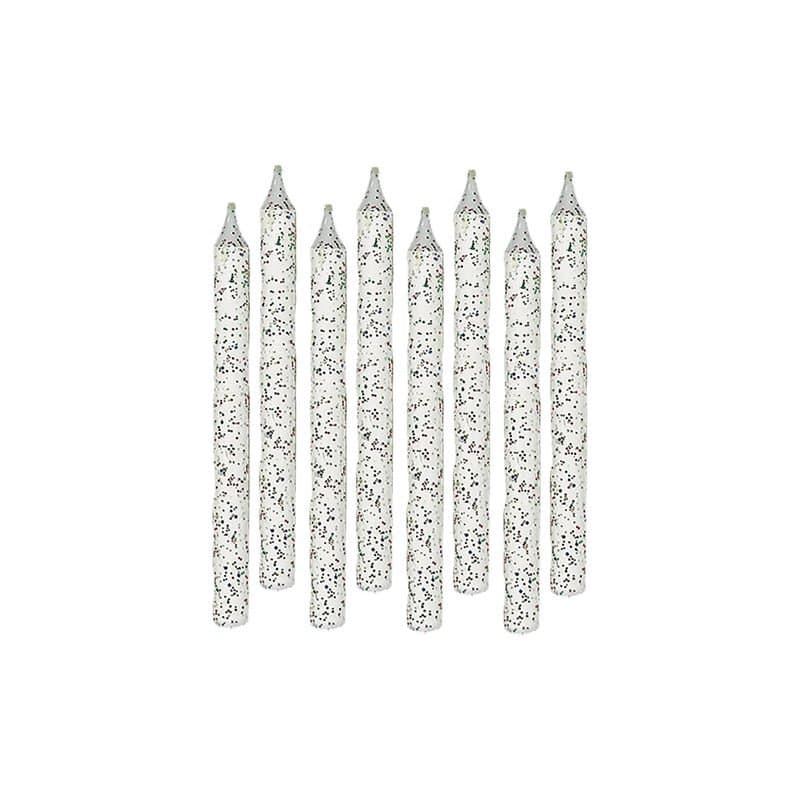 Spiral White Glitter Large Candle
