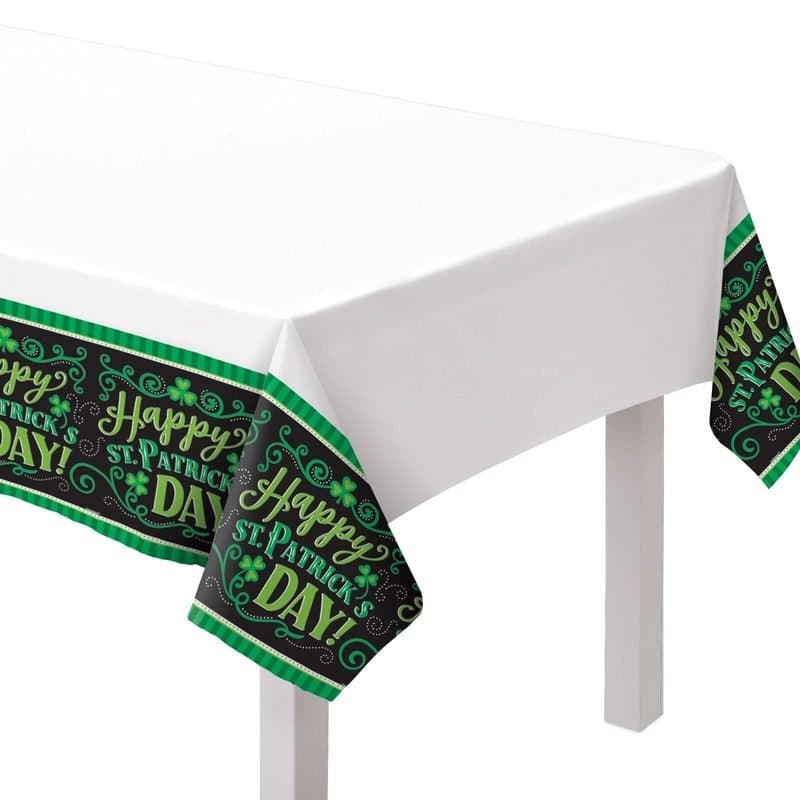St Patrick's Rect. PlasticTablecover 3pk - Clover Me Lucky