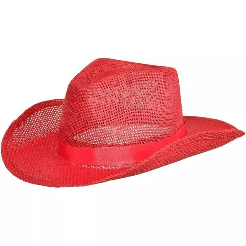 Straw Cowboy Hat - Red