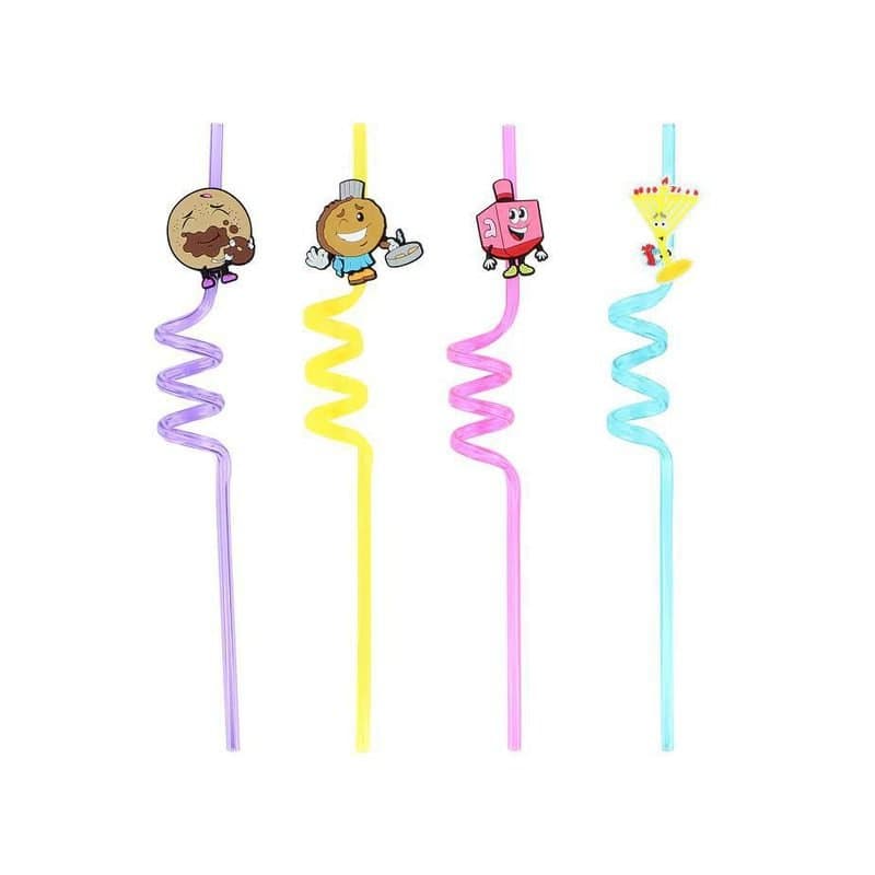 Straws - Chanukah Celebration, 4 Colors, 4pcs