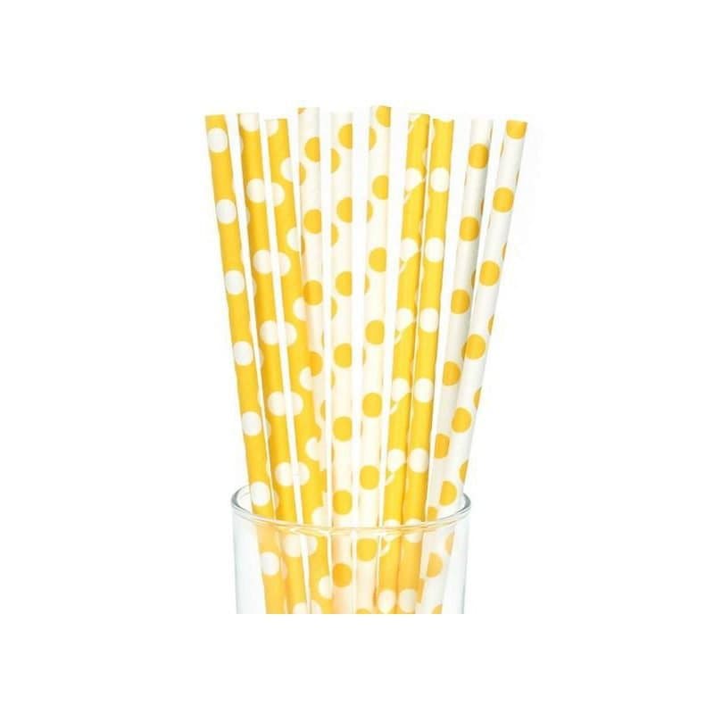 Sunny Yellow Dots Paper Straws 10ct