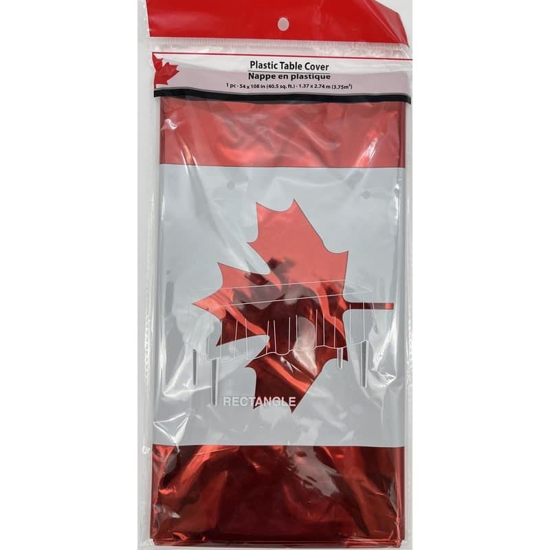 Table Cover - 54"x84" Canada Day Metallic, Plastic, Rectangular