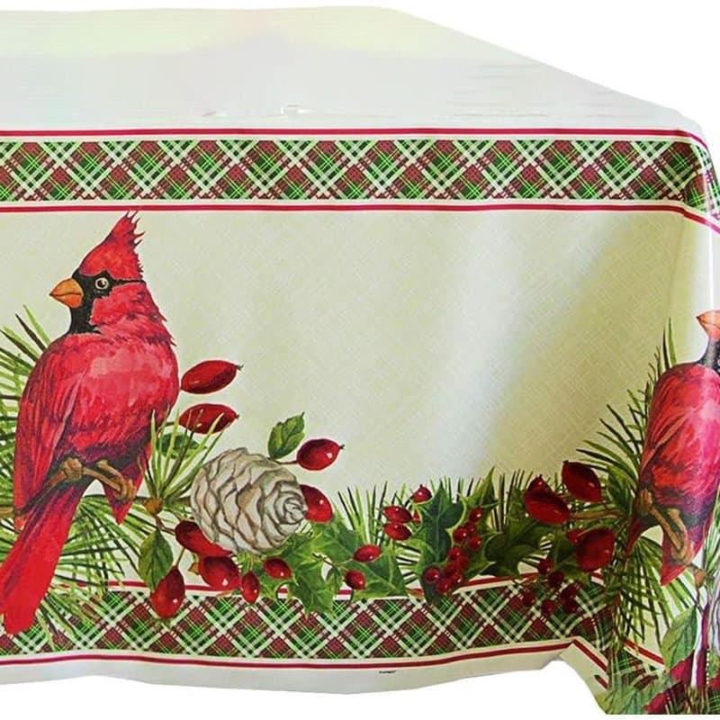 Tablecover - Red Cardinal Christmas, Plastic