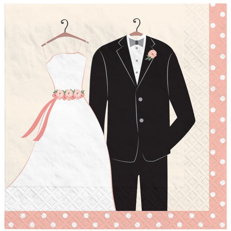 Wedding Attire Beverage Napkin 16-pk