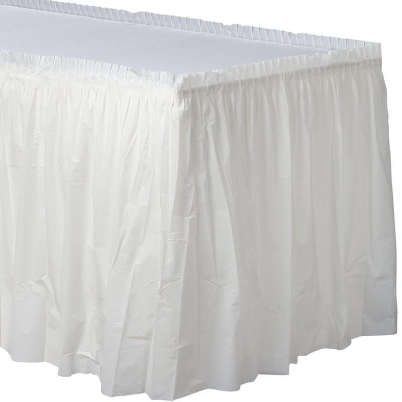WHITE - 29" ×108" Plastic Table Skirt