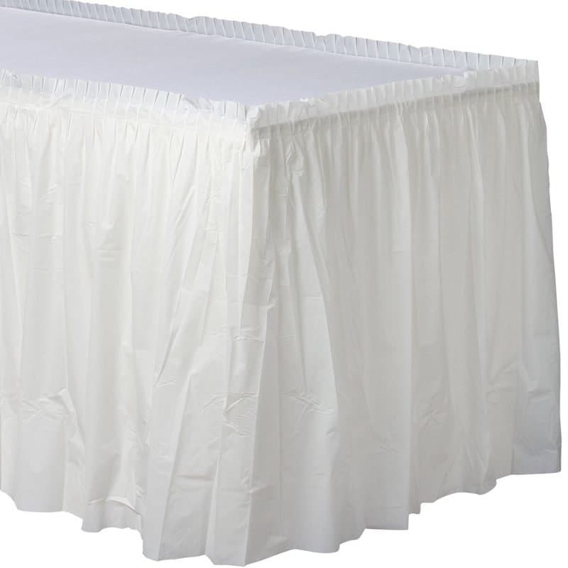 WHITE - 29" ×108" Plastic Table Skirt