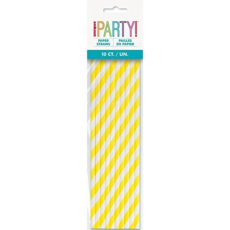 Yellow Paper Straws 10ct