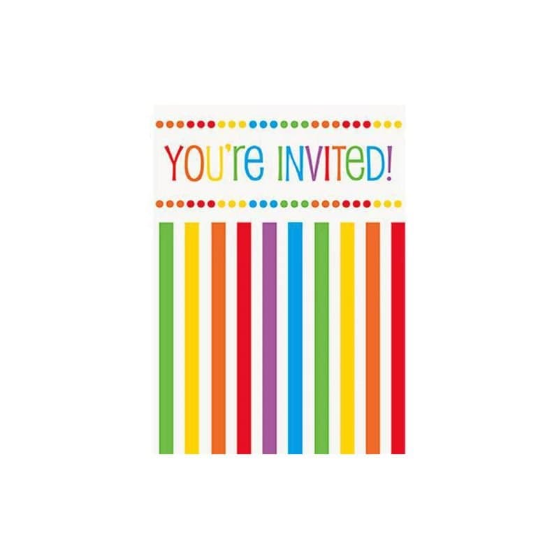 You're Invited Rainbow Invitation Cards 8ct