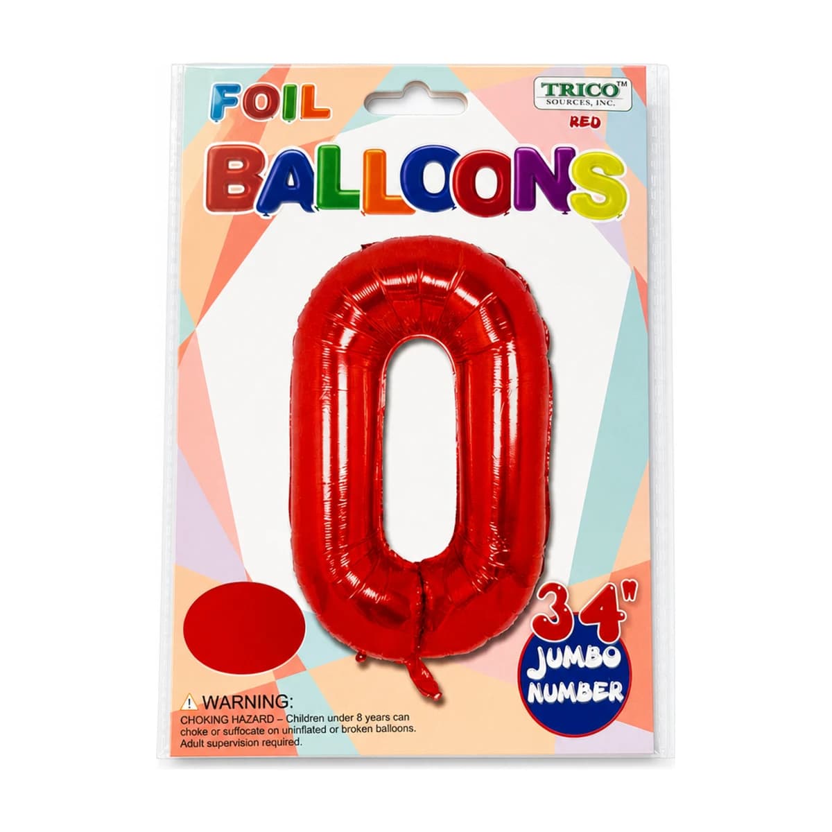 #0 Red Foil Balloon 34”