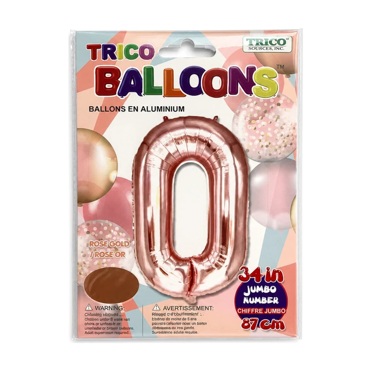 34" Rose Gold Number 0 Foil Balloon