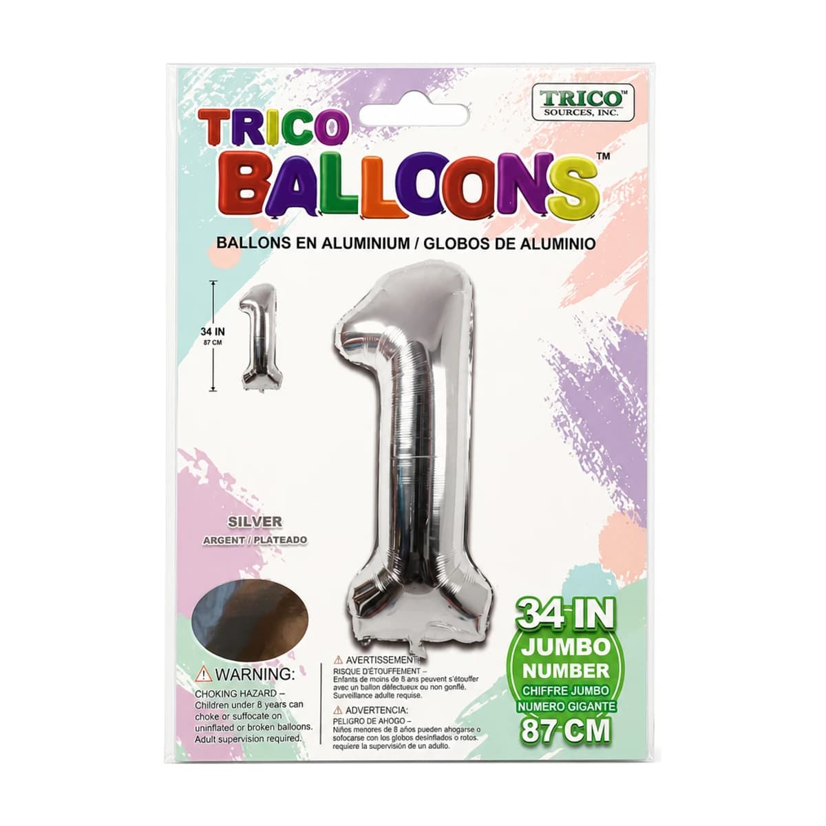 34" Silver Number 1 Foil Balloon