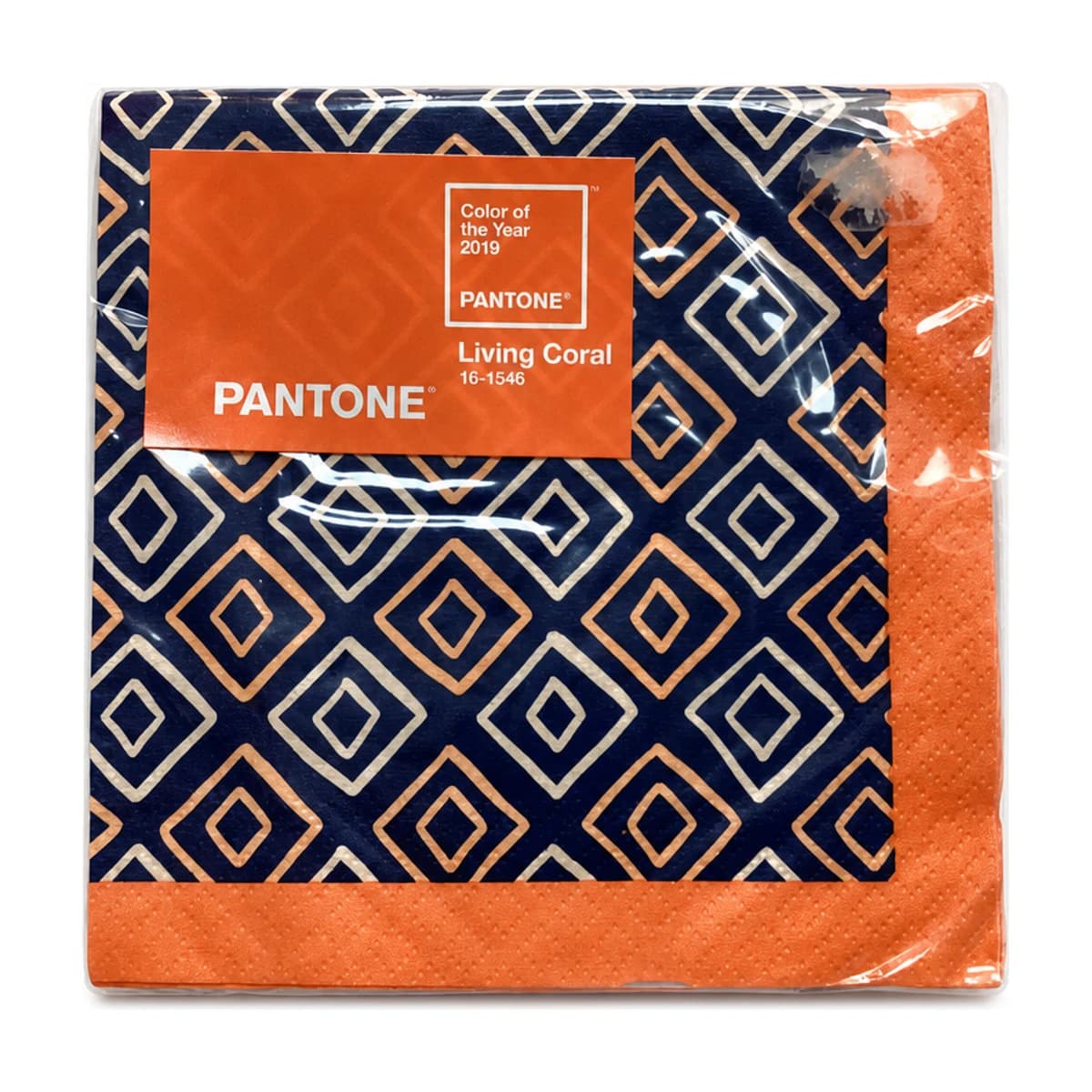 Pantone Living Coral Diamond Napkins, 10 in, 16 Pack