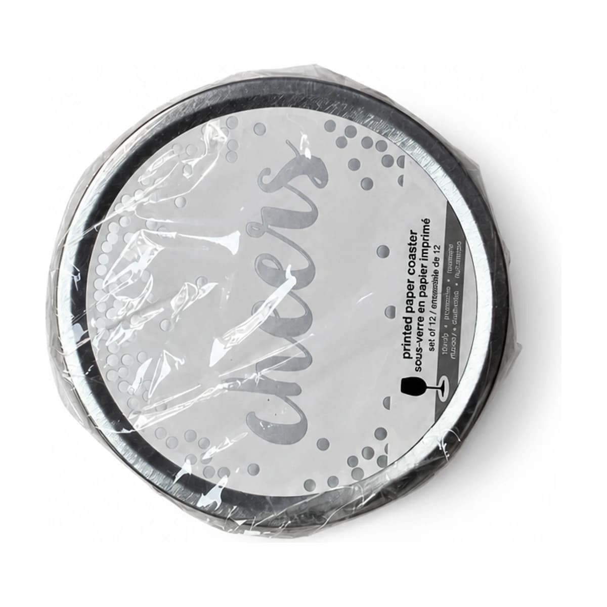 Silver Cheers Paper Coasters, 4 in 12 Pack