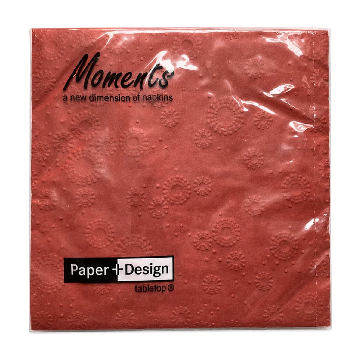 Moments Dark Red Embossed Napkins, 13 x 13 in, 16 Pack