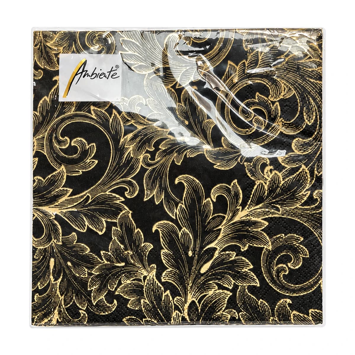 Ambiente Baroque Black and Gold Napkins, 13 in, 20 Pack