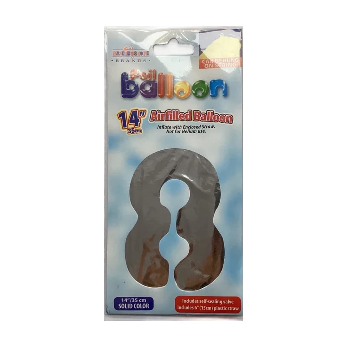 14" Foil Balloon - Silver Number 8, Air-Filled, Kaleidoscope