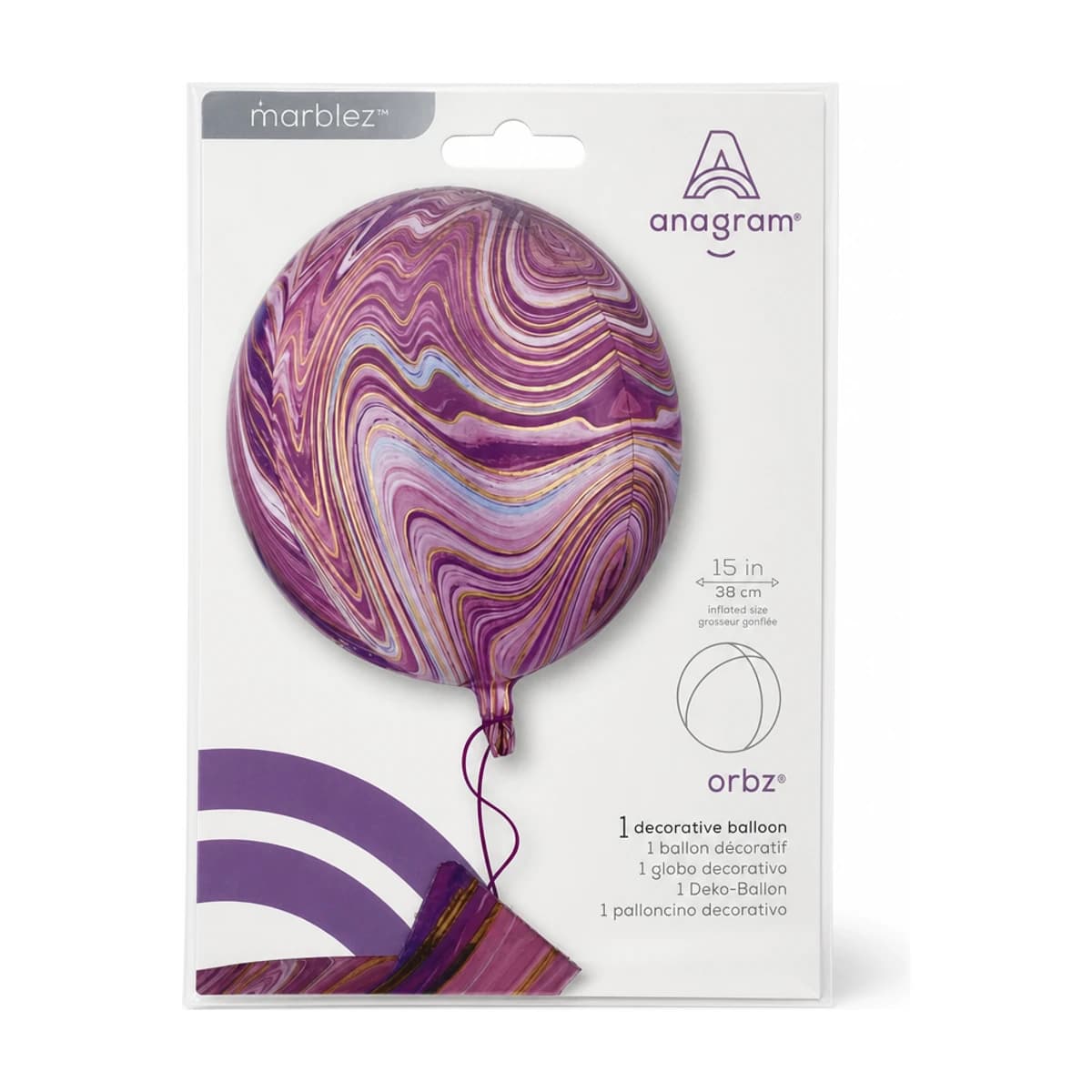 15” Orbz Balloon Purple Marble