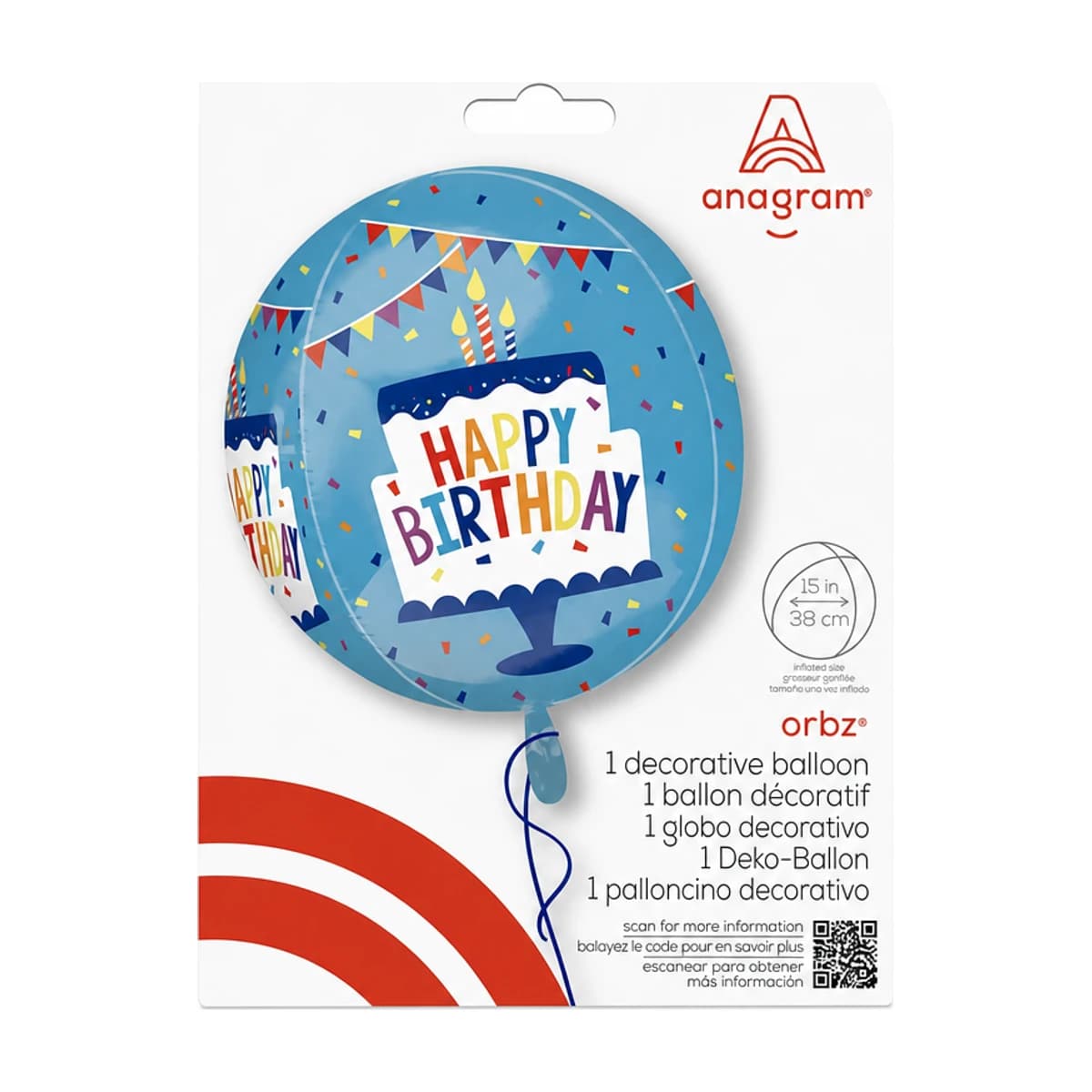 15” Orbz Blue Birthday Balloon
