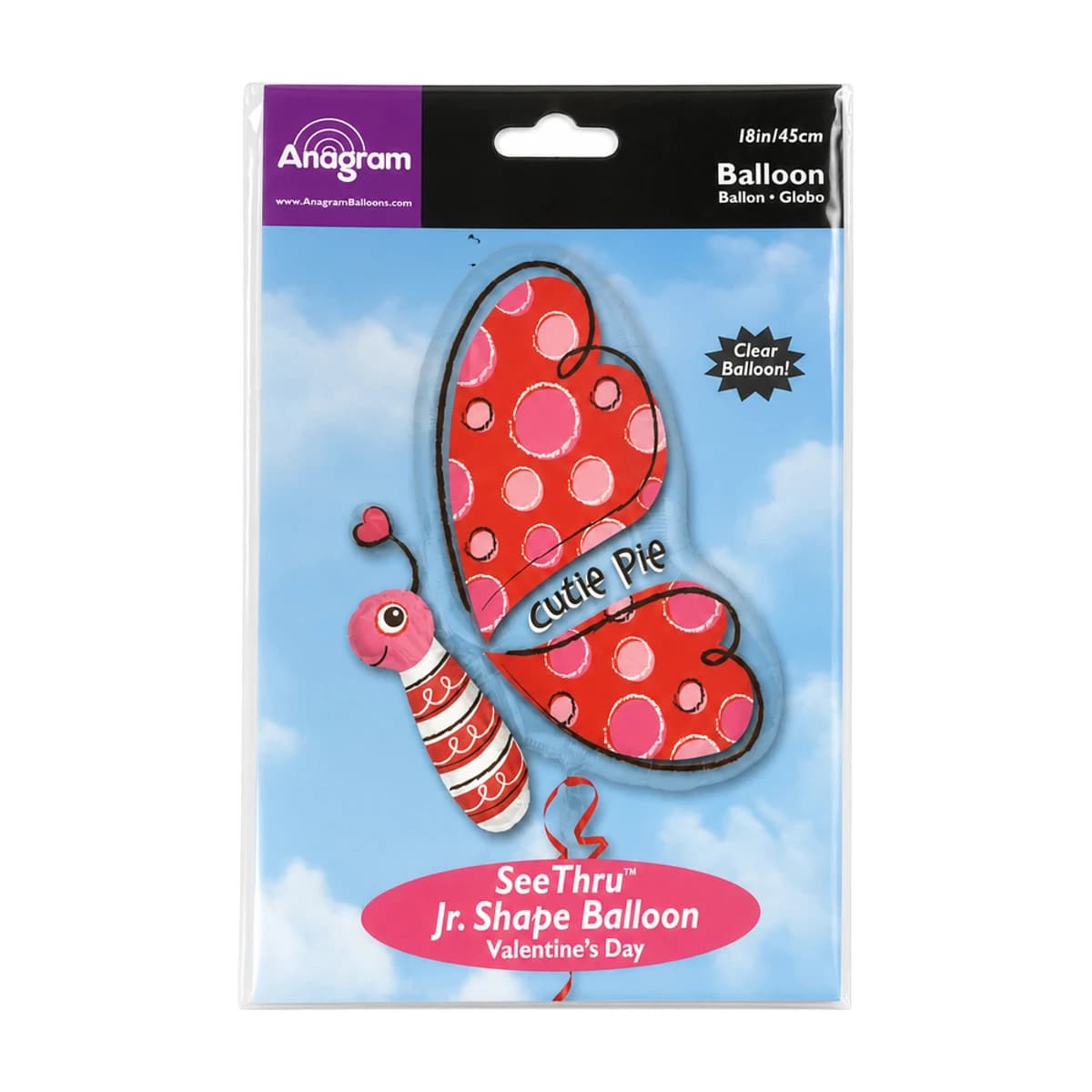 18" Clear Balloon - Cutie Pie Butterfly, SeeThru