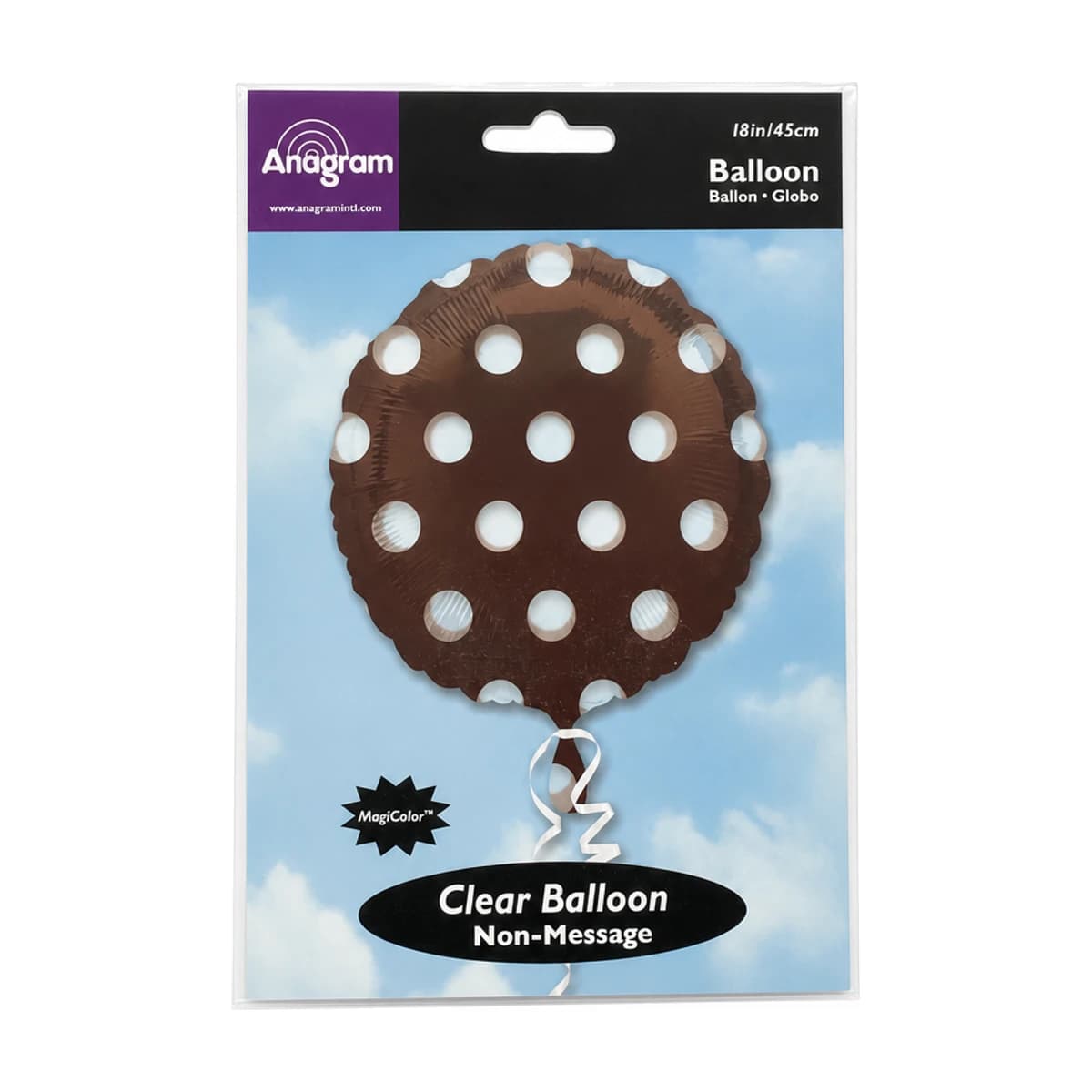 18" Clear Balloon With Design Brown