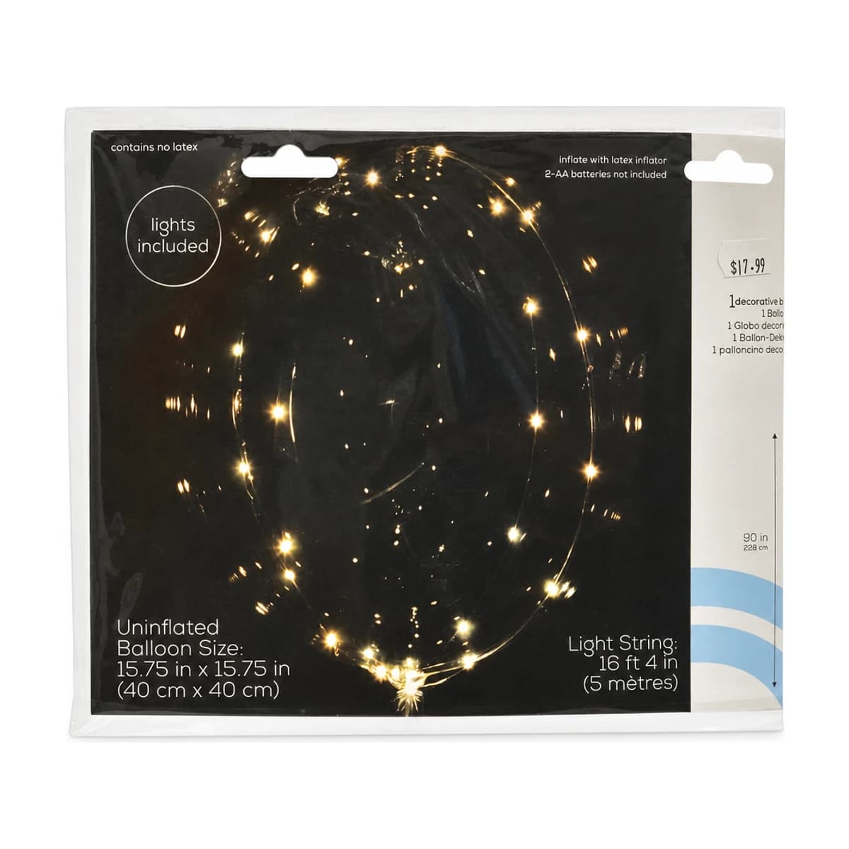 18” Clear Balloon With Gold Light