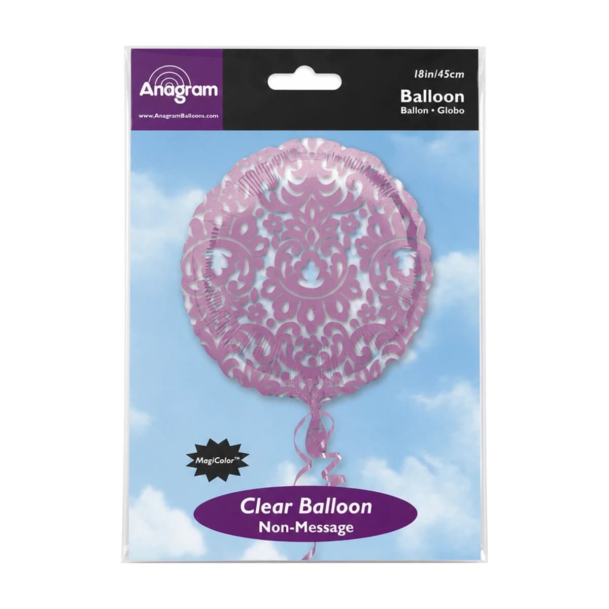 18” Clear Balloon With Purple Design