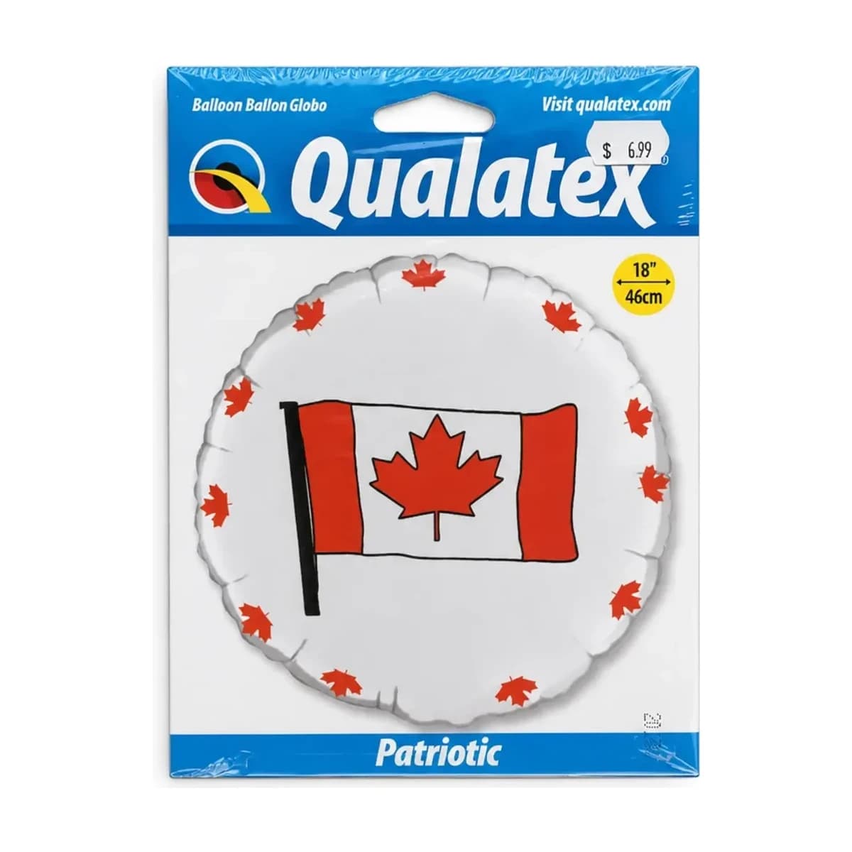 18" Foil Balloon - Canada Flag with Maple Leaves, Round